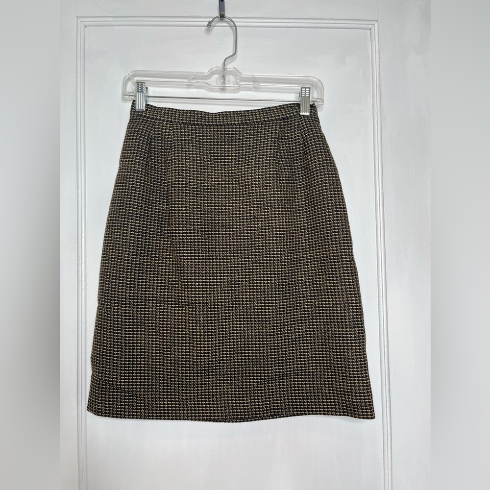 Vintage Houndstooth Pencil Skirt - Brown/Black